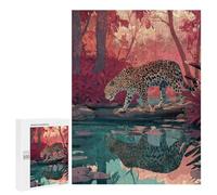 500 PCS Jigsaw Puzzles for Teenagers Amazon Rainforest Jaguar Reflection Puzzles for Teenagers Precision Cutting Help The Brain Exercise Stress Reduction Gifts 500 PCS
