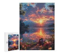 500 PCS Jigsaw Puzzles for Teenagers Anime Sunset Lake Romance Jigsaw Puzzles for Adults Improve Memory Difficult And Challenge Brainteaser Family Games 500 PCS
