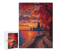 500 PCS Jigsaw Puzzles for Teenagers Autumn Sunset in City Jigsaw Puzzles for Adults Improve Memory Difficult And Challenge Brainteaser Family Games 500 PCS