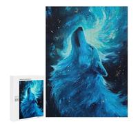 500 PCS Jigsaw Puzzles for Teenagers Blue Wolf Howling at Moon Puzzles for Teenagers Precision Cutting Help The Brain Exercise Stress Reduction Gifts 500 PCS