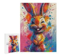 500 PCS Jigsaw Puzzles for Teenagers Colorful Bunny Painting Artwork Puzzles for Teenagers Precision Cutting Help The Brain Exercise Stress Reduction Gifts 500 PCS