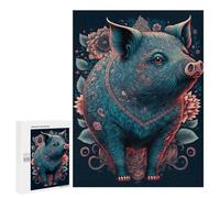 500 PCS Jigsaw Puzzles for Teenagers Colorful Pig Art Print Adult Jigsaw Puzzles Pattern Assembly Help The Brain Exercise Challenging Game Toys 500 PCS