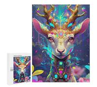 500 PCS Jigsaw Puzzles for Teenagers Fantasy Deer Art Print-1 Adult Jigsaw Puzzles Pattern Assembly Help The Brain Exercise Challenging Game Toys 500 PCS