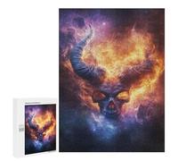 500 PCS Jigsaw Puzzles for Teenagers Fiery Demon Skull Nebula Jigsaw Puzzles for Adults Improve Memory Difficult And Challenge Brainteaser Family Games 500 PCS