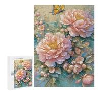 500 PCS Jigsaw Puzzles for Teenagers Floral Harmony with Butterfly Puzzles for Teenagers Precision Cutting Help The Brain Exercise Stress Reduction Gifts 500 PCS