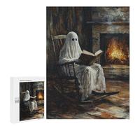 500 PCS Jigsaw Puzzles for Teenagers Ghost Reading by Fireplace Adult Jigsaw Puzzles Pattern Assembly Help The Brain Exercise Challenging Game Toys 500 PCS