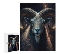500 PCS Jigsaw Puzzles for Teenagers Golden Horned Ram Portrait Adult Jigsaw Puzzles Pattern Assembly Help The Brain Exercise Challenging Game Toys 500 PCS