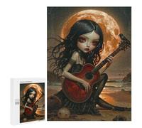 500 PCS Jigsaw Puzzles for Teenagers Gothic Moonlit Guitarist Adult Jigsaw Puzzles Pattern Assembly Help The Brain Exercise Challenging Game Toys 500 PCS