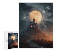 500 PCS Jigsaw Puzzles for Teenagers Halloween Castle with Full Moon -1 Puzzles for Teenagers Precision Cutting Help The Brain Exercise Stress Reduction Gifts 500 PCS