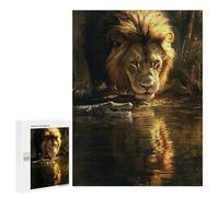 500 PCS Jigsaw Puzzles for Teenagers Lion Vs Crocodile Jungle Showdown-1 Jigsaw Puzzles for Adults Improve Memory Difficult And Challenge Brainteaser Family Games 500 PCS