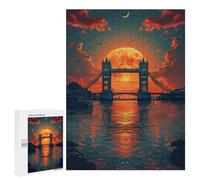 500 PCS Jigsaw Puzzles for Teenagers London Bridge Sunset Reflections Jigsaw Puzzles for Adults Improve Memory Difficult And Challenge Brainteaser Family Games 500 PCS