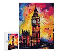 500 PCS Jigsaw Puzzles for Teenagers London's Vibrant Big Ben Adult Jigsaw Puzzles Pattern Assembly Help The Brain Exercise Challenging Game Toys 500 PCS