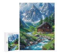 500 PCS Jigsaw Puzzles for Teenagers Mountain Cabin Scene Jigsaw Puzzles for Adults Improve Memory Difficult And Challenge Brainteaser Family Games 500 PCS