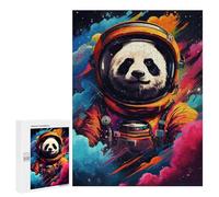 500 PCS Jigsaw Puzzles for Teenagers Panda Astronaut Space Art Print-2 Jigsaw Puzzles for Adults Improve Memory Difficult And Challenge Brainteaser Family Games 500 PCS