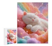 500 PCS Jigsaw Puzzles for Teenagers Rainbow Cloud Cat Dreamscape Puzzles for Teenagers Precision Cutting Help The Brain Exercise Stress Reduction Gifts 500 PCS