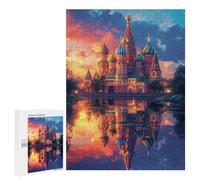 500 PCS Jigsaw Puzzles for Teenagers Saint Basil's Cathedral Reflection Adult Jigsaw Puzzles Pattern Assembly Help The Brain Exercise Challenging Game Toys 500 PCS