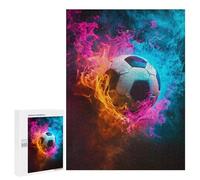 500 PCS Jigsaw Puzzles for Teenagers Soccer Ball with Fire Effect Adult Jigsaw Puzzles Pattern Assembly Help The Brain Exercise Challenging Game Toys 500 PCS