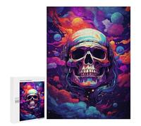 500 PCS Jigsaw Puzzles for Teenagers Space Skull Headphones Artwork Jigsaw Puzzles for Adults Improve Memory Difficult And Challenge Brainteaser Family Games 500 PCS