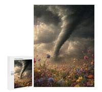 500 PCS Jigsaw Puzzles for Teenagers Tornado in Flower Field Adult Jigsaw Puzzles Pattern Assembly Help The Brain Exercise Challenging Game Toys 500 PCS