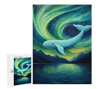 500 PCS Jigsaw Puzzles for Teenagers Whale Watching Aurora Borealis Adult Jigsaw Puzzles Pattern Assembly Help The Brain Exercise Challenging Game Toys 500 PCS