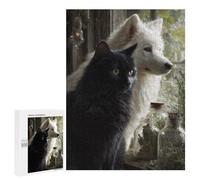 500 PCS Jigsaw Puzzles for Teenagers Whispering Cats & Wolves Adult Jigsaw Puzzles Pattern Assembly Help The Brain Exercise Challenging Game Toys 500 PCS