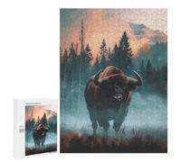 500 PCS Jigsaw Puzzles for Teenagerss Bison in Misty Forest Puzzle for Adults Relaxing Games Improve Memory Fun Activities at Home 500 PCS