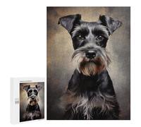 500 PCS Jigsaw Puzzles for Teenagerss Black Miniature Schnauzer Portrait Puzzles for Adults Brain Teaser Game Analysis And Logic Christmas Birthday Gifts 500 PCS