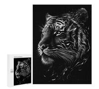 500 PCS Jigsaw Puzzles for Teenagerss Black Silver Tiger Puzzles for Adults Brain Teaser Game Analysis And Logic Christmas Birthday Gifts 500 PCS