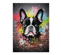 500 PCS Jigsaw Puzzles for Teenagerss Boston Terrier Graffiti Teenagers Puzzles Brain Teaser Game Birthday Present Fun Activities at Home 500 PCS