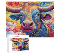 500 PCS Jigsaw Puzzles for Teenagerss Colorful Bull Portrait Jigsaw Puzzle Toy Wall Decor Difficult Hard Unique Birthday And Xmas Gifts 500 PCS