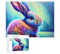 500 PCS Jigsaw Puzzles for Teenagerss Colorful Fantasy Bunny Art Jigsaw Puzzle Toy Wall Decor Difficult Hard Unique Birthday And Xmas Gifts 500 PCS