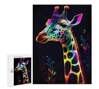 500 PCS Jigsaw Puzzles for Teenagerss Colorful Neon Giraffe Art Jigsaw Puzzle Toy Wall Decor Difficult Hard Unique Birthday And Xmas Gifts 500 PCS