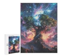 500 PCS Jigsaw Puzzles for Teenagerss Cosmic Glowing Ethereal Misty Earth Tree Adult Jigsaw Puzzle Family Games Improve Memory Help The Brain Exercise 500 PCS