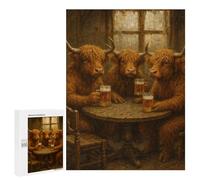 500 PCS Jigsaw Puzzles for Teenagerss Cows Drinking Beer at A Table Puzzle for Adults Relaxing Games Improve Memory Fun Activities at Home 500 PCS