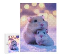 500 PCS Jigsaw Puzzles for Teenagerss Cute Hamsters in Snow Jigsaws for Adults Hands-on Game Presents for Women Help The Brain Exercise 500 PCS