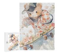 500 PCS Jigsaw Puzzles for Teenagerss Cute Teddy Bear Skateboard Art Puzzle For Teenagerss Difficult Challenge Educational Challenge Family Fun & Game Night 500 PCS