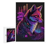 500 PCS Jigsaw Puzzles for Teenagerss Cyberfox Neon Art Print Jigsaws for Adults Relax Games Wall Decoration Help The Brain Exercise 500 PCS