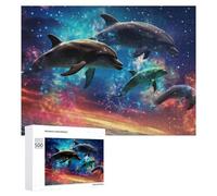 500 PCS Jigsaw Puzzles for Teenagerss Dolphins in Cosmic Waters Jigsaw Puzzle Toy Wall Decor Difficult Hard Unique Birthday And Xmas Gifts 500 PCS