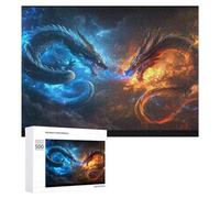 500 PCS Jigsaw Puzzles for Teenagerss Dragon Battle Fire Vs Ice Jigsaw Puzzle Toy Wall Decor Difficult Hard Unique Birthday And Xmas Gifts 500 PCS