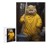 500 PCS Jigsaw Puzzles for Teenagerss Fat Cat Cleaning Bathroom Jigsaw for Adults Hands-on Game Difficult Hard Unique Birthday And Gifts 500 PCS