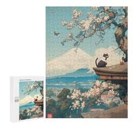 500 PCS Jigsaw Puzzles for Teenagerss Fuji Mount Cat Japanese Jigsaw for Adults Hands-on Game Difficult Hard Unique Birthday And Gifts 500 PCS