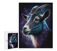 500 PCS Jigsaw Puzzles for Teenagerss Galactic Goat Portrait Puzzle For Teenagerss Difficult Challenge Educational Challenge Family Fun & Game Night 500 PCS