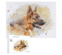 500 PCS Jigsaw Puzzles for Teenagerss German Shepherd Watercolor Jigsaws for Adults Hands-on Game Presents for Women Help The Brain Exercise 500 PCS