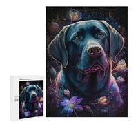 500 PCS Jigsaw Puzzles for Teenagerss Glowing Labrador with Flowers Puzzle For Teenagerss Difficult Challenge Educational Challenge Family Fun & Game Night 500 PCS