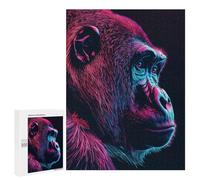 500 PCS Jigsaw Puzzles for Teenagerss Gorilla Neon Animal Puzzle for Adults Relaxing Games Improve Memory Fun Activities at Home 500 PCS