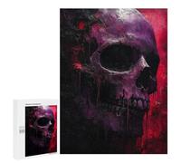 500 PCS Jigsaw Puzzles for Teenagerss Gothic Magenta Skull Puzzles for Adults Brain Teaser Game Analysis And Logic Christmas Birthday Gifts 500 PCS