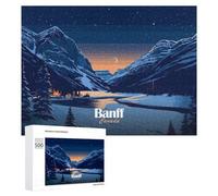 500 PCS Jigsaw Puzzles for Teenagerss Jigsaw Banff Canada Winter Landscape Illustration Adult Jigsaw Toy Wall Decor Difficult Hard Help The Brain Exercise 500 PCS