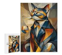 `500 PCS Jigsaw Puzzles for Teenagerss Jigsaw Baron Cat - Cubist Sophistication with A Twist Jigsaw for Adults Family Games Birthday Present Deal As Gifts for The Whole Family 500 PCS
