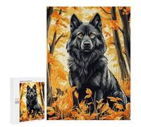 500 PCS Jigsaw Puzzles for Teenagerss Jigsaw Black Wolf in Autumn Forest Adult Jigsaw Toy Wall Decor Difficult Hard Help The Brain Exercise 500 PCS