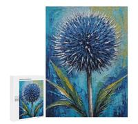 `500 PCS Jigsaw Puzzles for Teenagerss Jigsaw Blue Echinops Flower Painting Jigsaw for Adults Family Games Birthday Present Deal As Gifts for The Whole Family 500 PCS